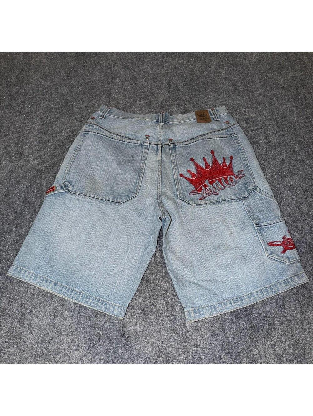 Vintage JNCO Crown Denim Shorts Mens XL 36 Vtg y2k 90s Rare